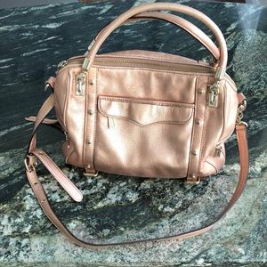 Rebecca Minkoff Cupid Leather Satchel in Rose Gold